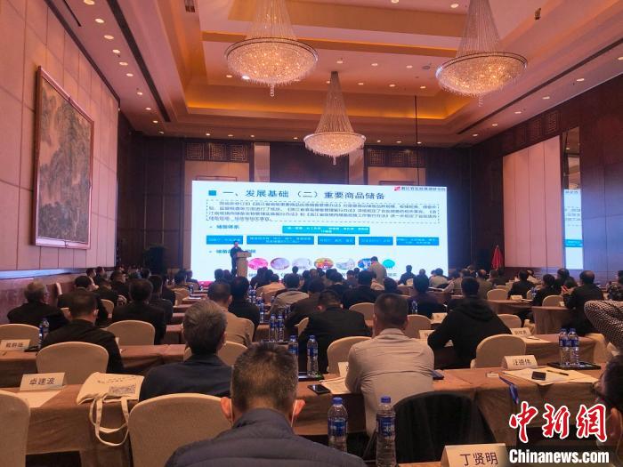 浙江省发展规划研究院博士、高级工程师马攀在会上作了《浙江省重要物资储备规划及对长三角保障一体化的初步思考》的主题演讲。 潘沁文 摄